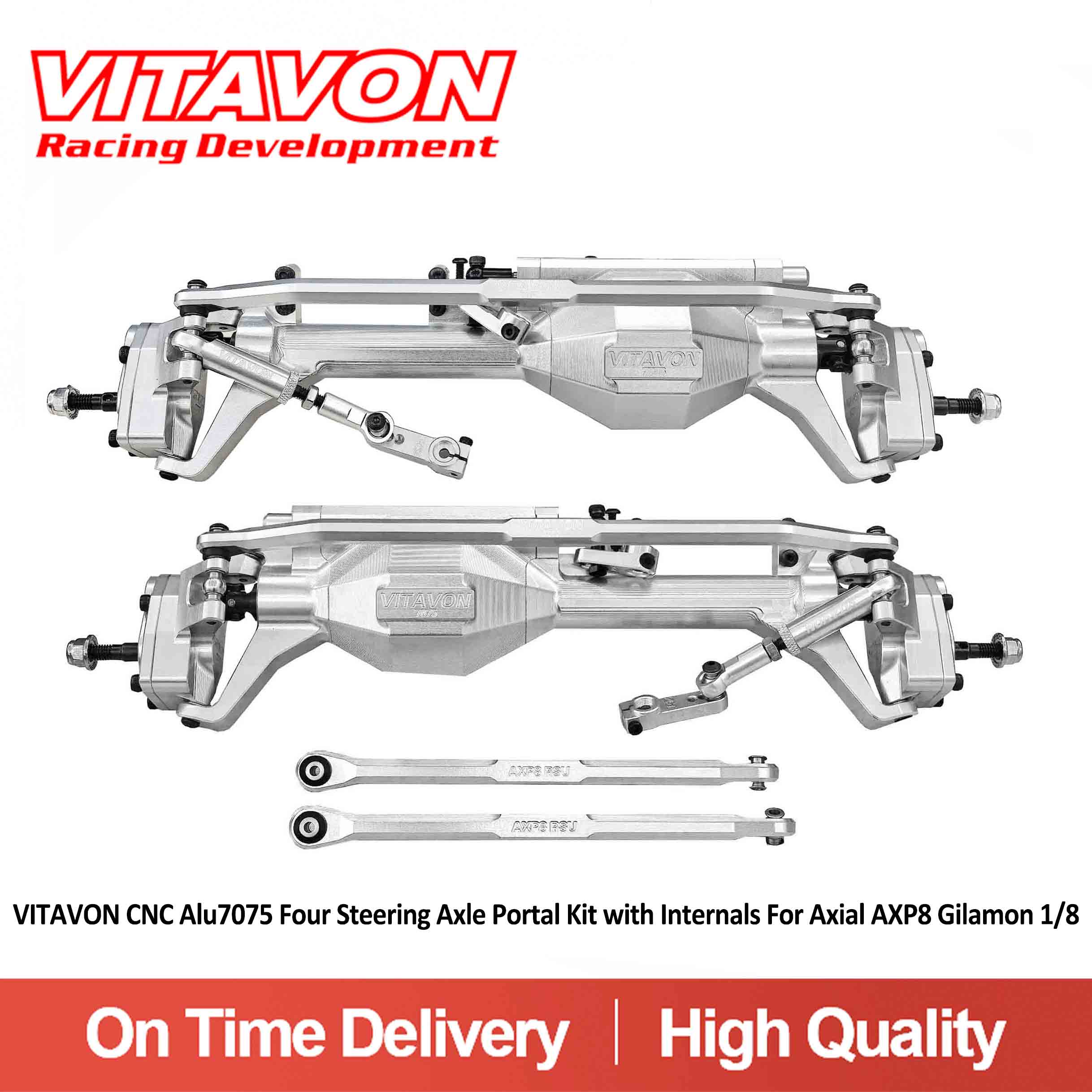 VITAVON CNC Alu7075 Four Steering Axle Portal Kit with Internals For Axial AXP8 Gilamon 1/8
