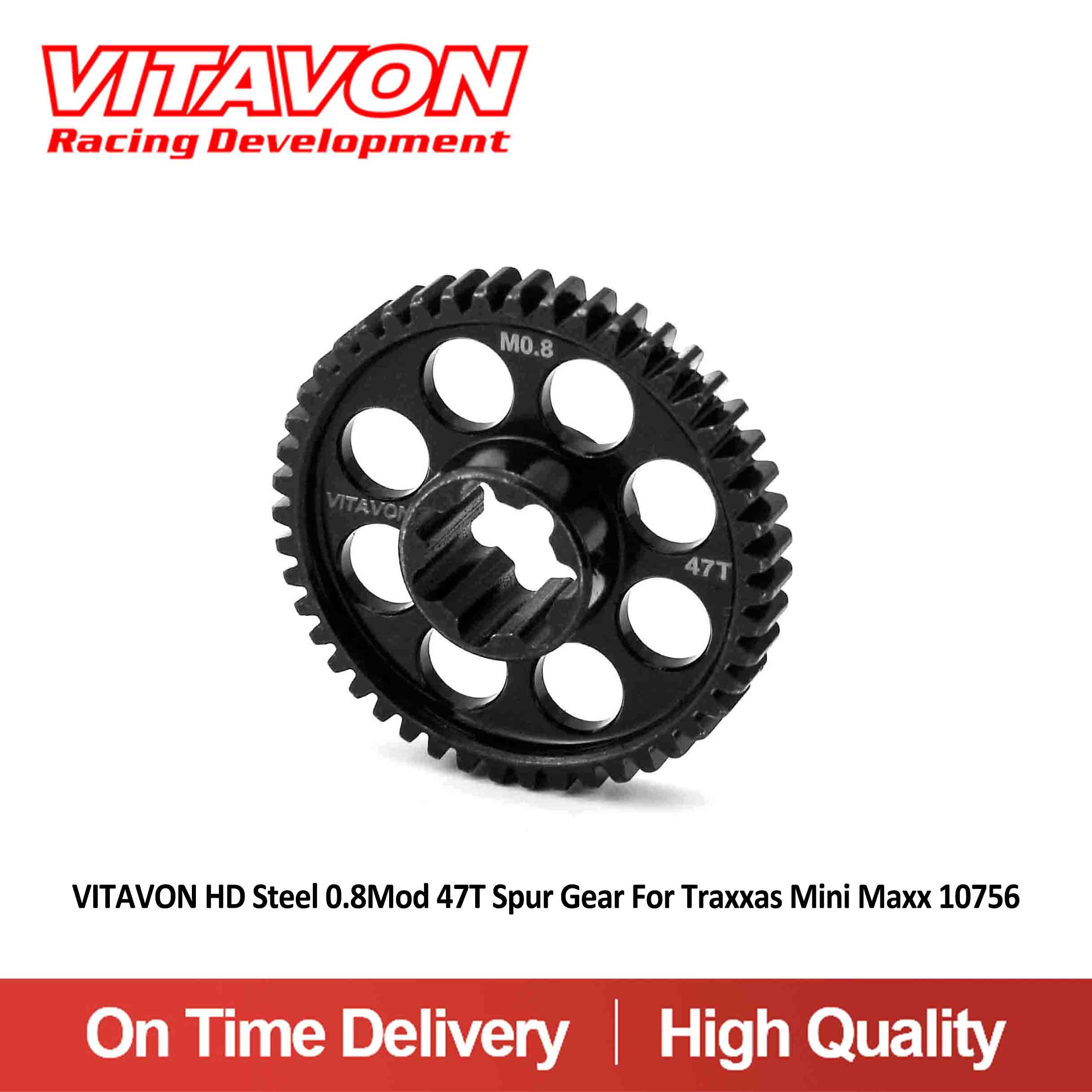 VITAVON HD Steel 0.8Mod 47T Spur Gear For Traxxas Mini Maxx 10756