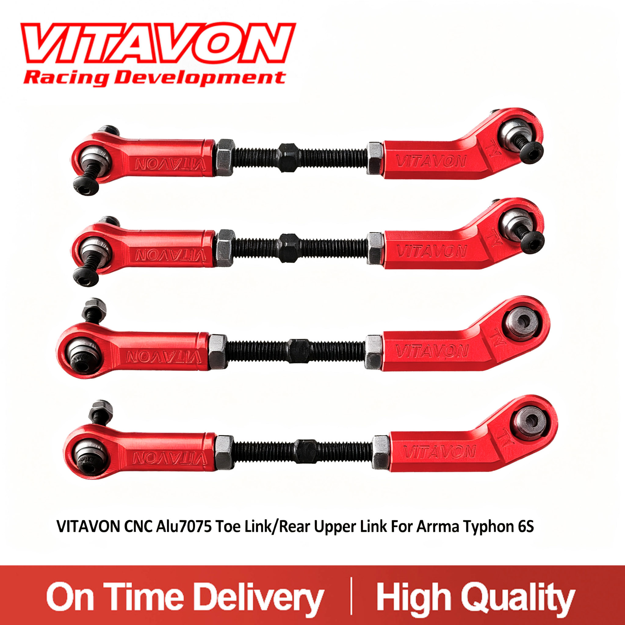 Vitavon Aluminum #7075 Upper link / Toe Link Adjustable for Arrma 6S Typhon ONLY