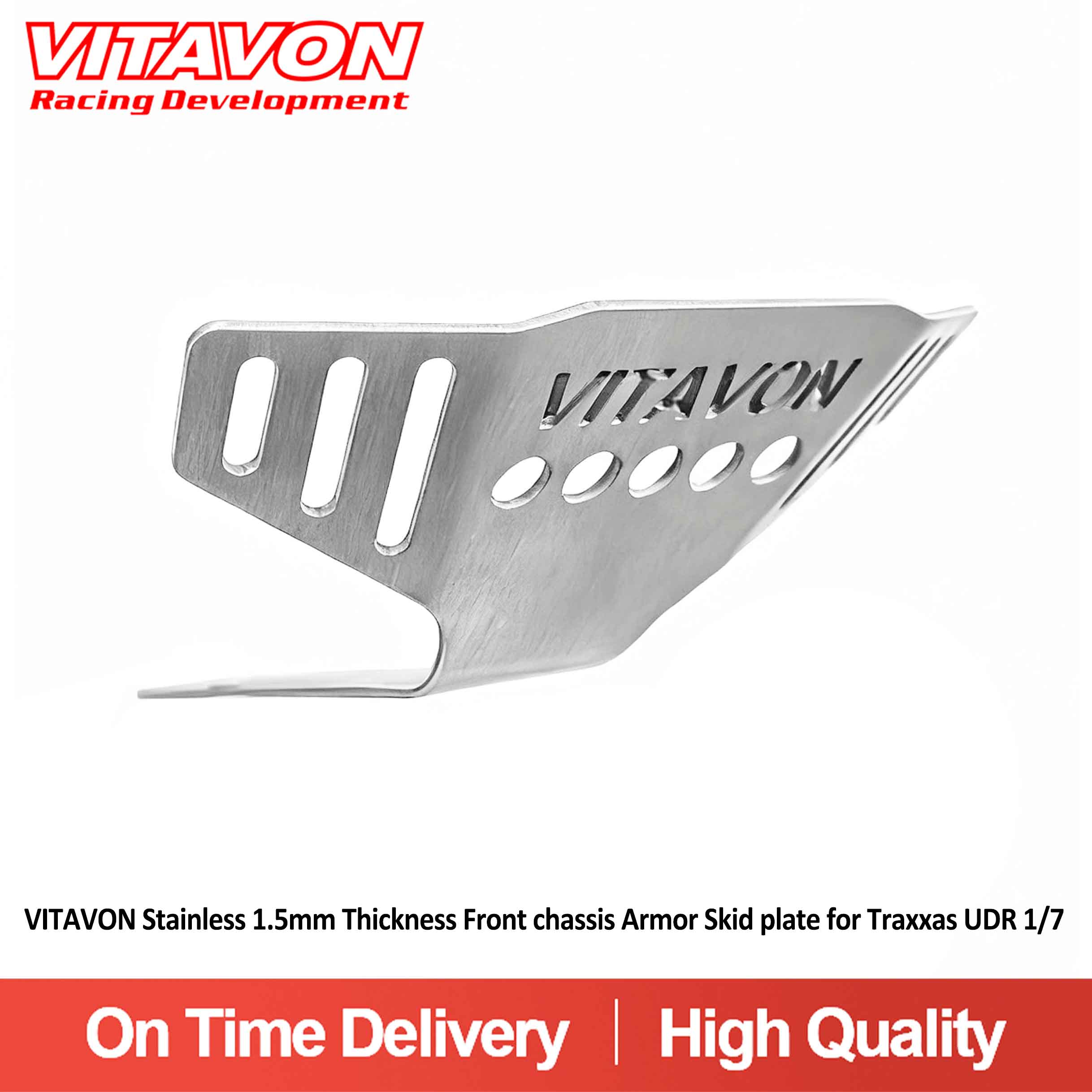 VITAVON Stainless 1.5mm Thickness Front chassis Armor Skid plate for Traxxas UDR 1/7
