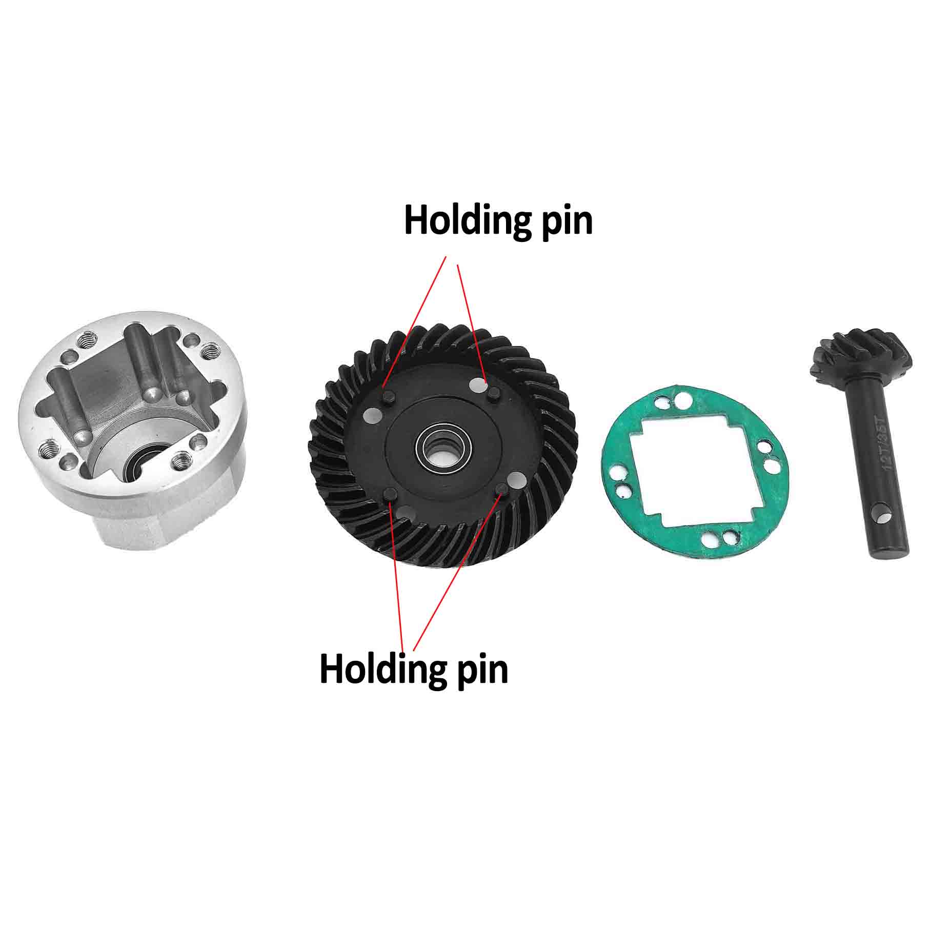 VITAVON CNC Alu7075 redesigned Diff Case with 2.0 Mod 12/35T Spiral Cut Pinion/Ring Gear For Primal RC Raminator 1/4,NOT fits for V4
