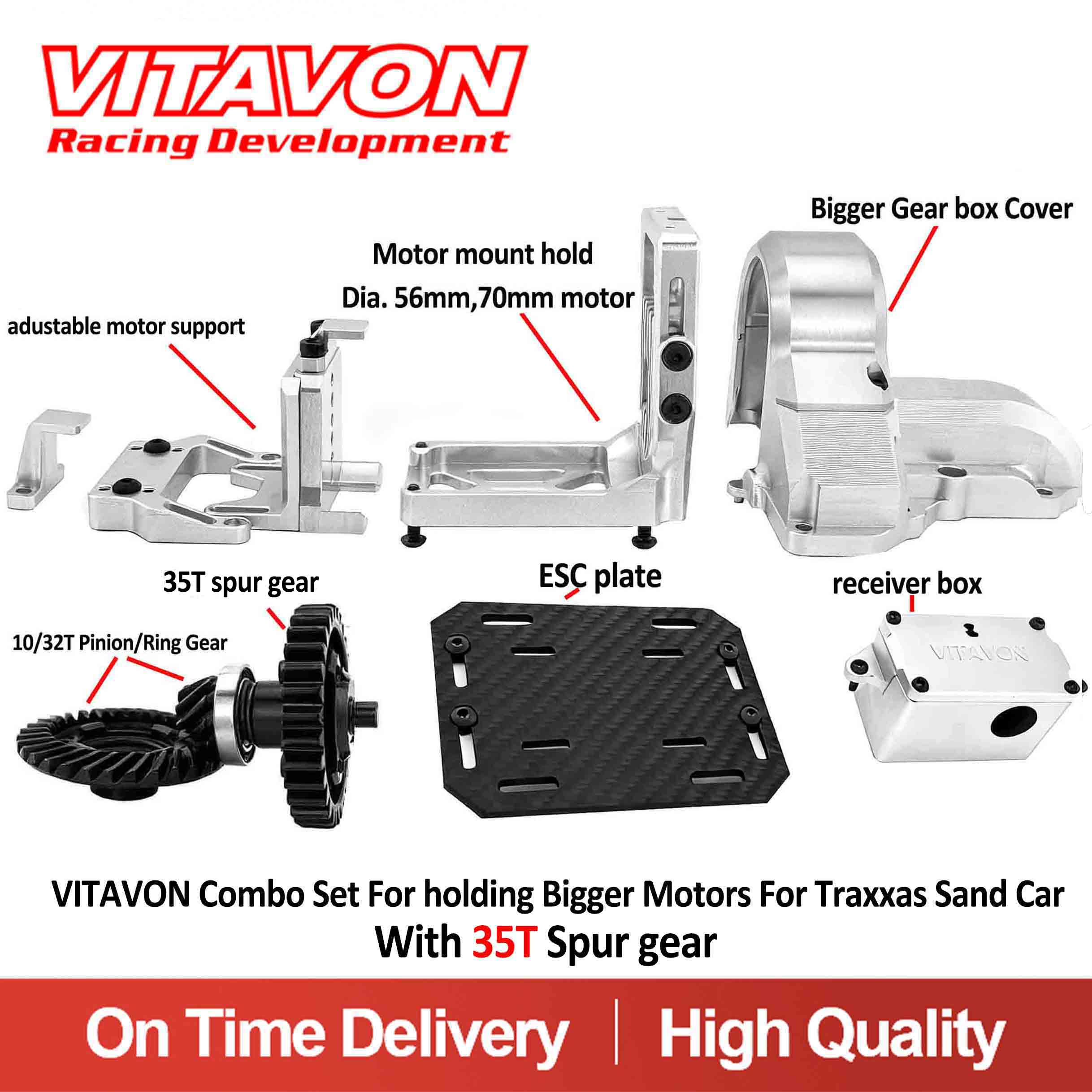 VITAVON Combo Set For Bigger Motors For Traxxas Funco Pro Sand Car 1/6