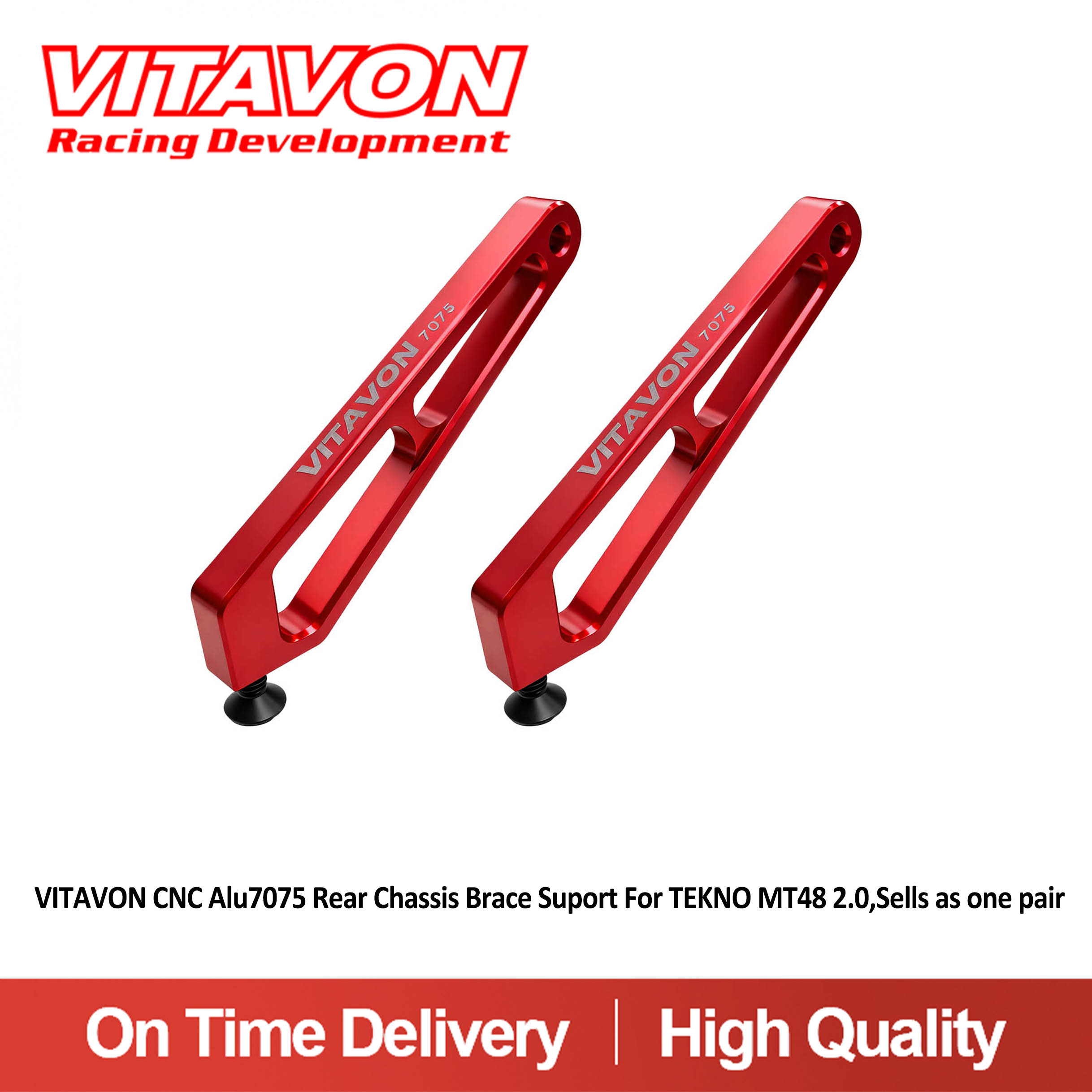 VITAVON CNC Alu7075 Rear Chassis Brace Support For TEKNO MT48 2.0 1/8(Sells as one pair)