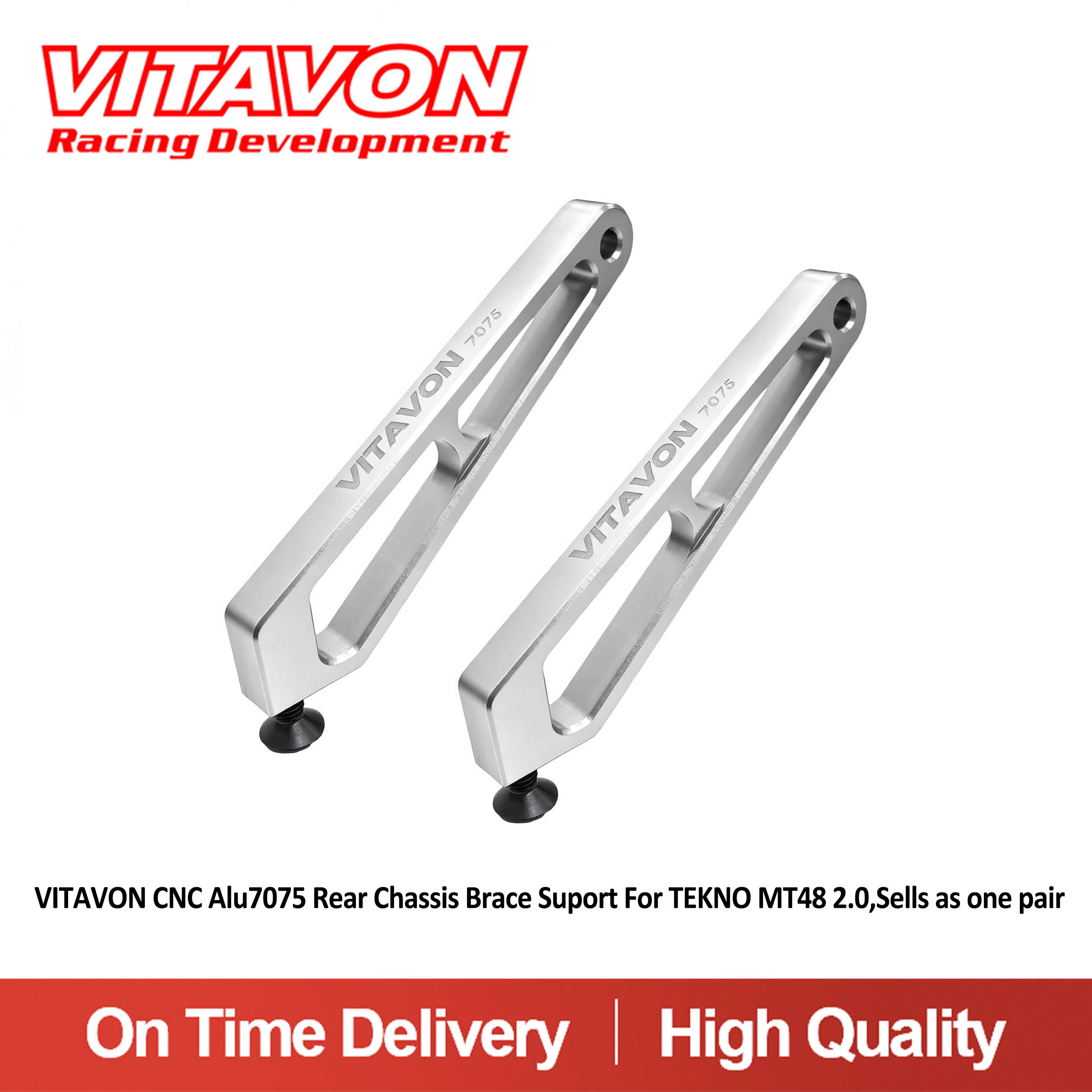 VITAVON CNC Alu7075 Rear Chassis Brace Support For TEKNO MT48 2.0 1/8(Sells as one pair)