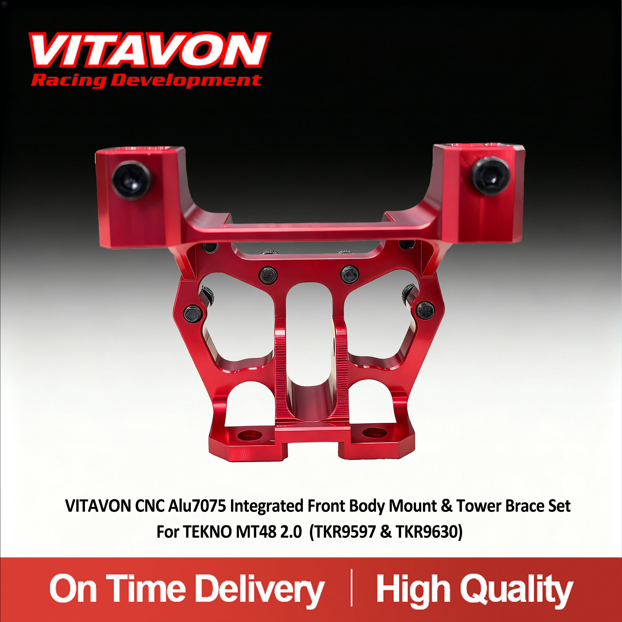VITAVON CNC Alu7075 Integrated Front Body Mount & Tower Brace Set For TEKNO MT48 2.0 (TKR9597 & TKR9630)