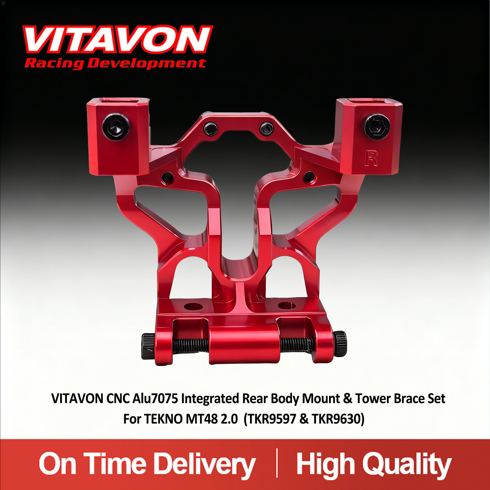 VITAVON CNC Alu7075 Integrated Rear Body Mount & Tower Brace Set For TEKNO MT48 2.0 (TKR9597 & TKR9630)