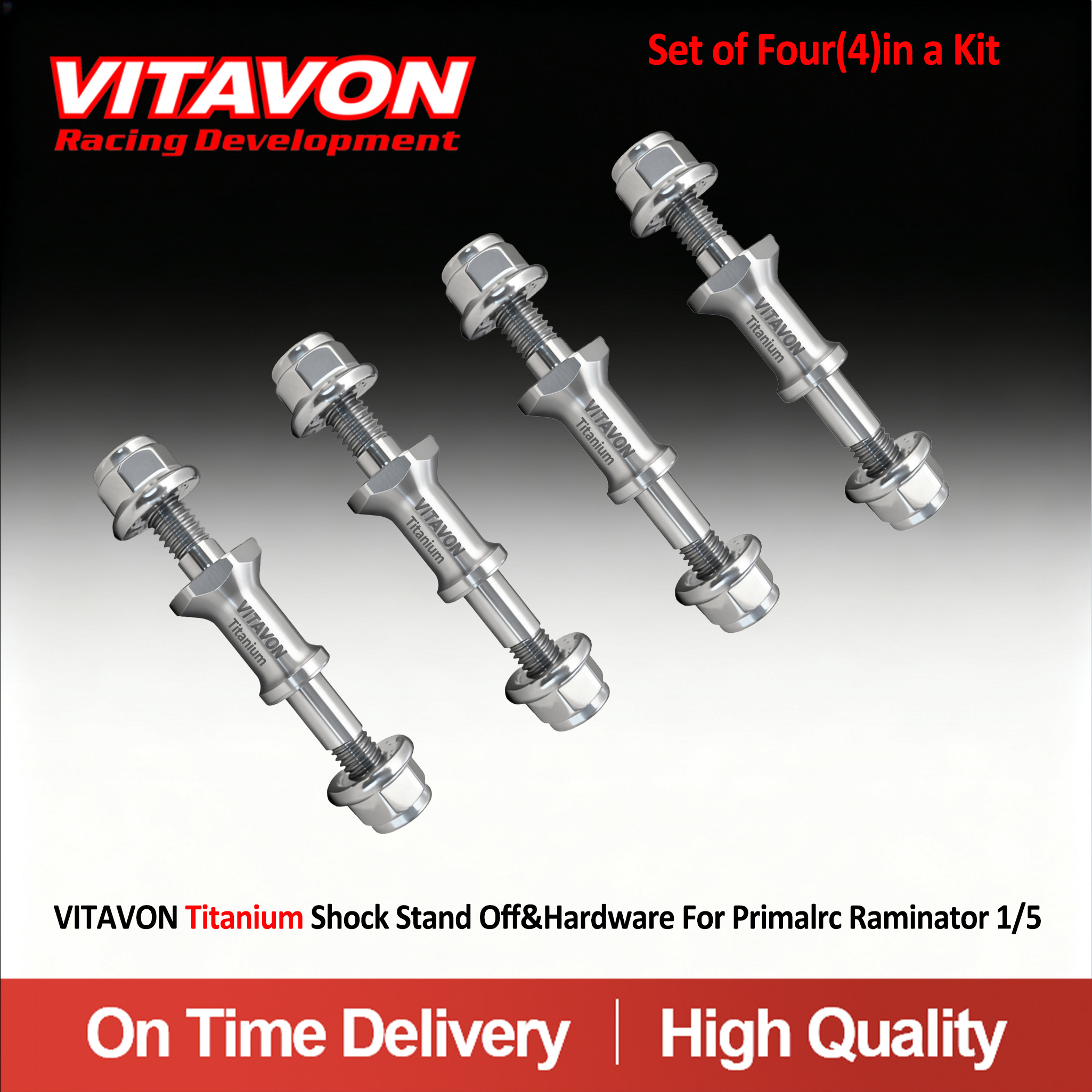 VITAVON Titanium Shock Stand Off& Hardware (4)For Primalrc Raminator 1/5