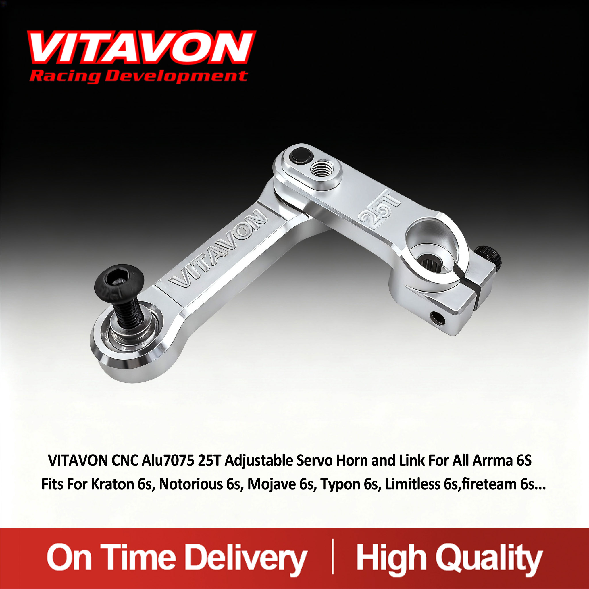 VITAVON CNC Alu7075 25T Adiustable Servo Horn and Link For All Arrma 6s