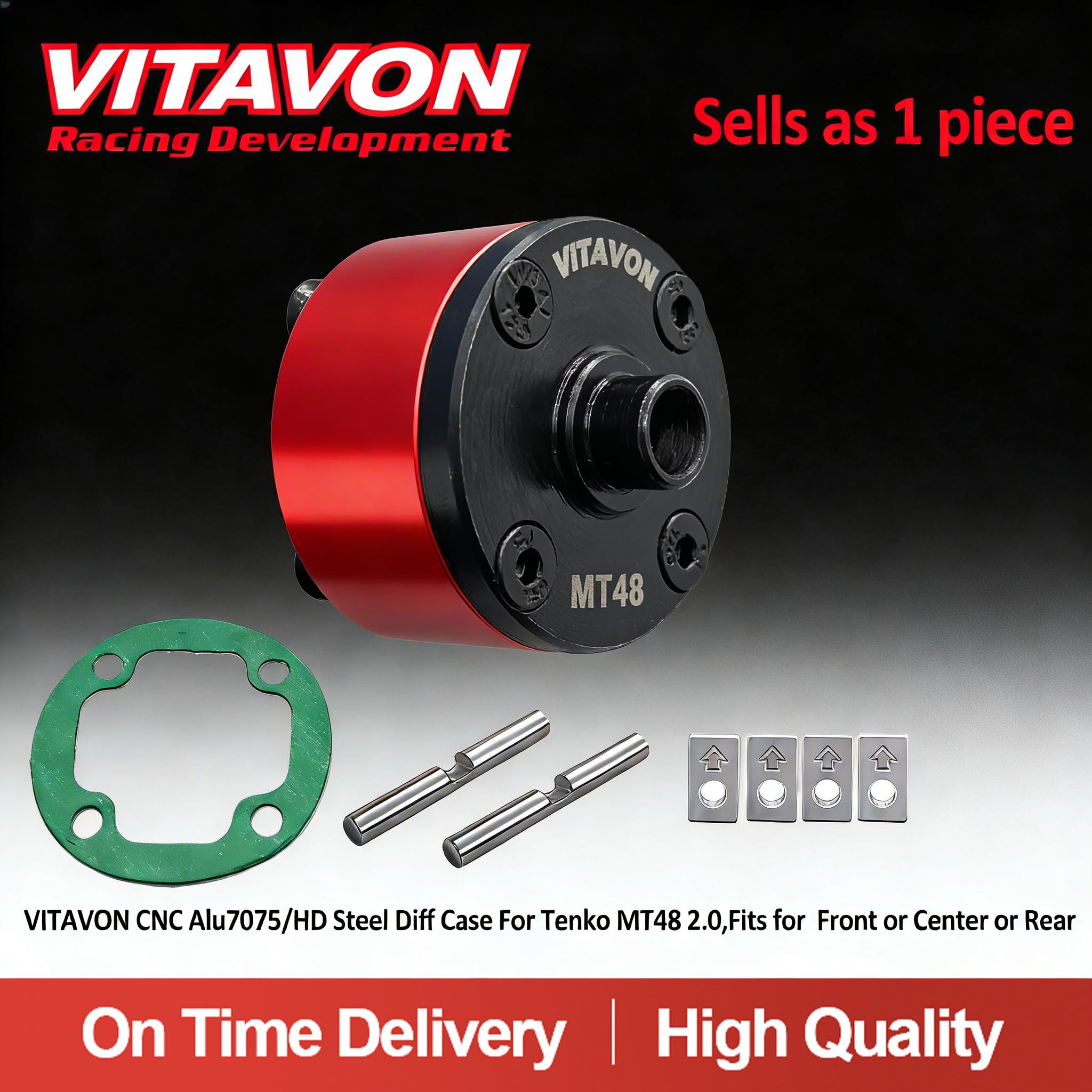 VITAVON CNC Alu7075/HD Steel Diff Case For Tenko MT48 2.0,Fits for  Front or Center or Rear