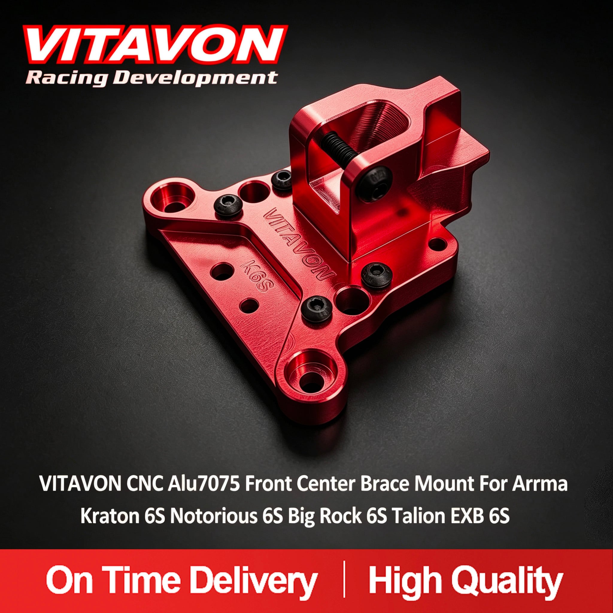 VITAVON CNC Alu7075 Front Center Brace Mount For Arrma Kraton 6S Notorious 6S Big Rock 6S Talion EXB 6S
