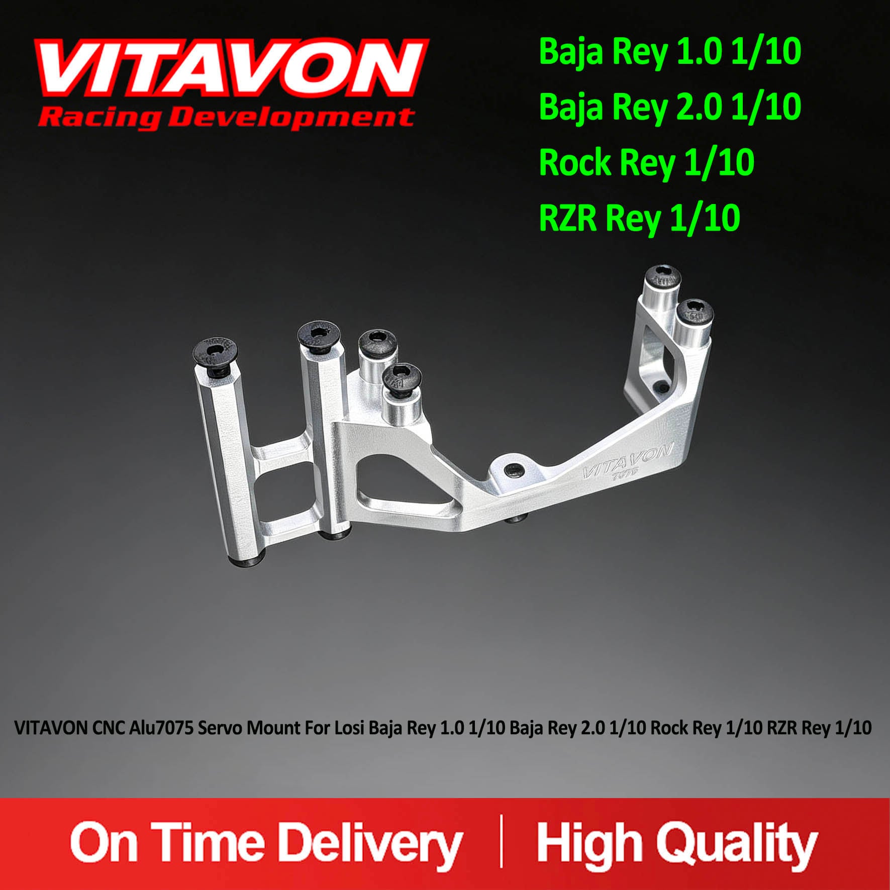 VITAVON CNC Alu7075 Servo Mount For Losi Baja Rey 1.0 1/10 Baja Rey 2.0 1/10 Rock Rey 1/10 RZR Rey 1/10