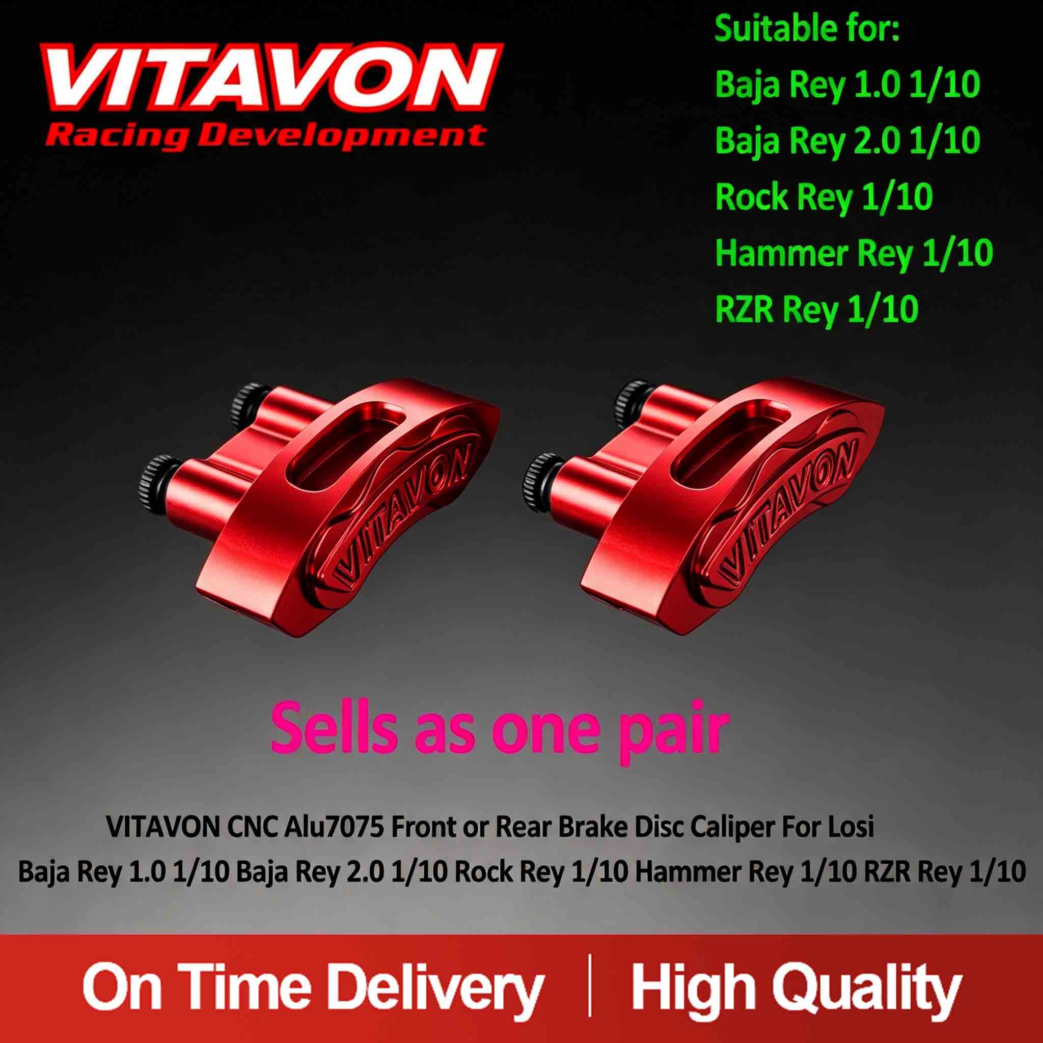 VITAVON CNC Alu7075 Front or Rear Brake Disc Caliper For Losi Baja Rey 1.0 1/10 Baja Rey 2.0 1/10 Rock Rey 1/10 Hammer Rey 1/10 RZR Rey 1/10